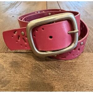 Ralph Lauren Pink Women's Genuine Leather Belt With Cutout Design And Studs Sz M